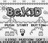 B.C. Kid title screen for GameBoy